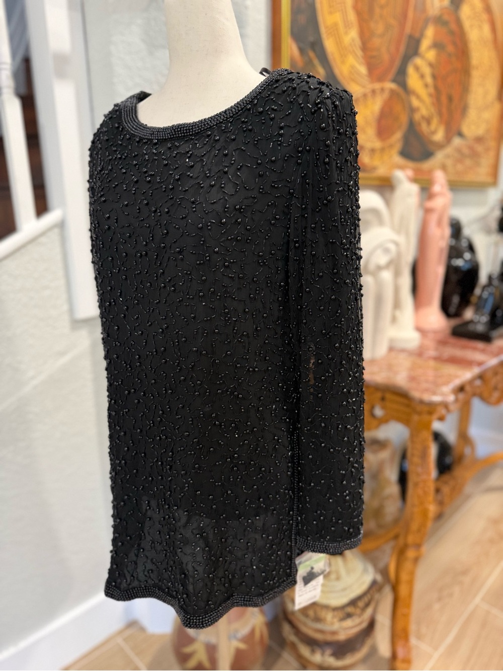NWT VTG PAPELL BOUTIQUE Evenings Beaded Silk Tunic